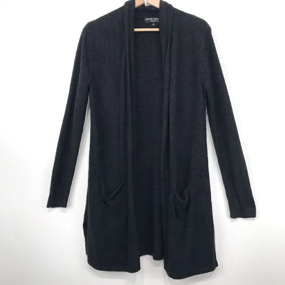 Barefoot Dreams Black Bamboo Chic Lite Cozy Ultra Soft Knit Cardigan Sweater